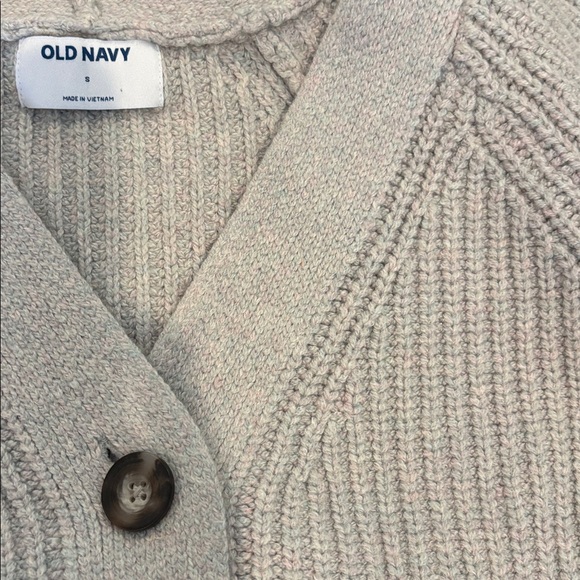 Light gray chunky v neck cardigan - Picture 3 of 4